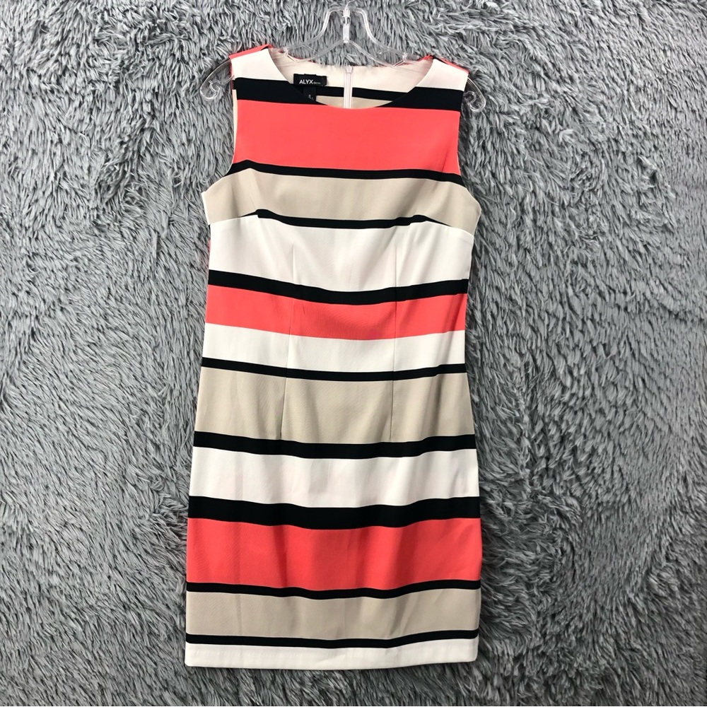 Alyx Dress Womens Size 8 Crew Neck Sleeveless Striped Colorblock Zip Back